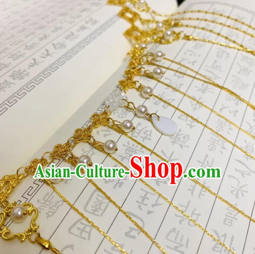 Chinese Ancient Empress Golden Tassel Hair Clasp Hairpins Hair Accessories Handmade Ming Dynasty Palace Hair Stick