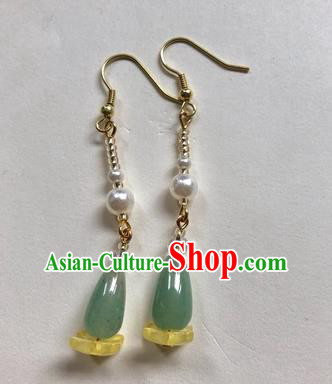 Handmade Chinese Classical Aventurine Eardrop Ear Accessories Ancient Ming Dynasty Princess Hanfu Fragrans Earrings