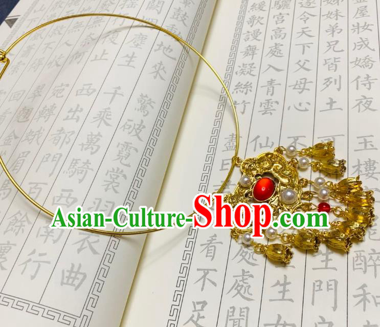 Chinese Handmade Golden Necklet Classical Jewelry Accessories Ancient Hanfu Conophytum Pucillum Necklace for Women