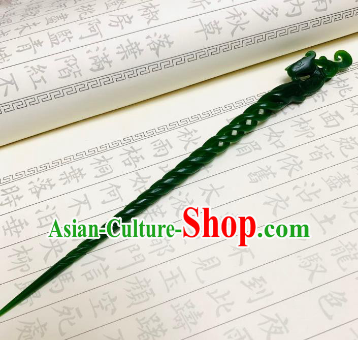 Chinese Ancient Empress Green Hairpins Hair Accessories Handmade Tang Dynasty Palace Hair Stick