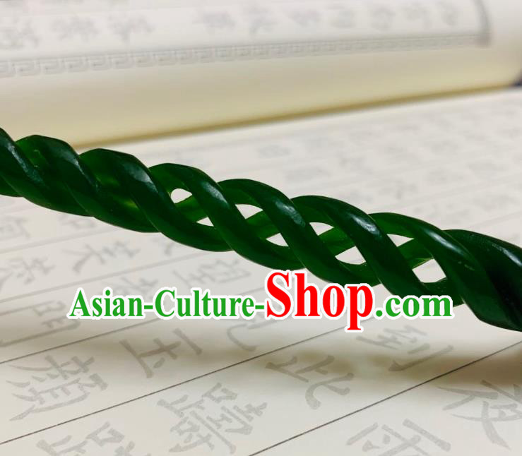 Chinese Ancient Empress Green Hairpins Hair Accessories Handmade Tang Dynasty Palace Hair Stick