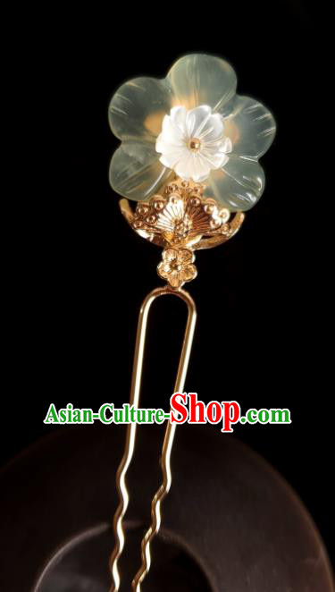 Chinese Ancient Royal Princess Hairpins Hair Accessories Handmade Ming Dynasty Hanfu Jade Plum Blossom Hair Stick