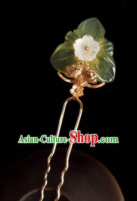 Chinese Ancient Royal Princess Hairpins Hair Accessories Handmade Ming Dynasty Hanfu Jade Bougainvillea Hair Stick