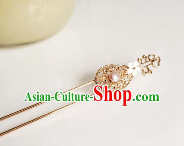 Chinese Ancient Royal Princess Hair Accessories Handmade Ming Dynasty Hanfu Golden Lute Hairpins