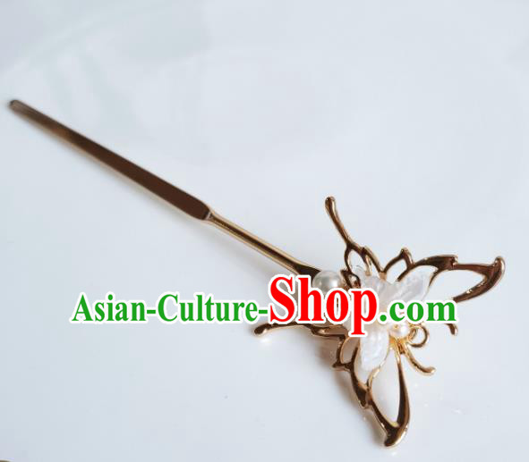 Chinese Ancient Royal Princess Hair Stick Hair Accessories Handmade Ming Dynasty Hanfu Shell Butterfly Hairpins