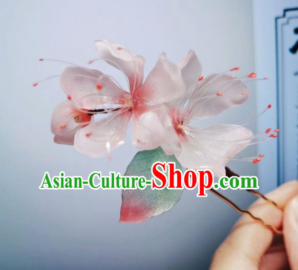 Chinese Ancient Ming Dynasty Princess Hair Stick Handmade Hair Accessories Hanfu Peach Blossom Hairpins