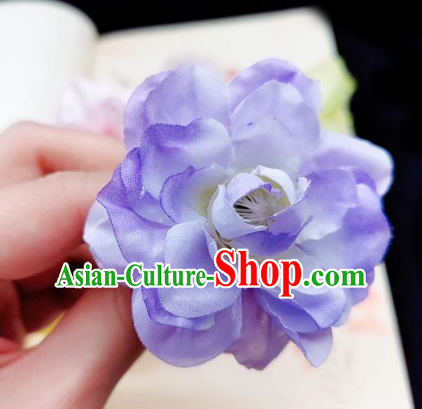 Chinese Tang Dynasty Purple Camellia Hair Stick Handmade Hair Accessories Hanfu Ancient Princess Hairpins