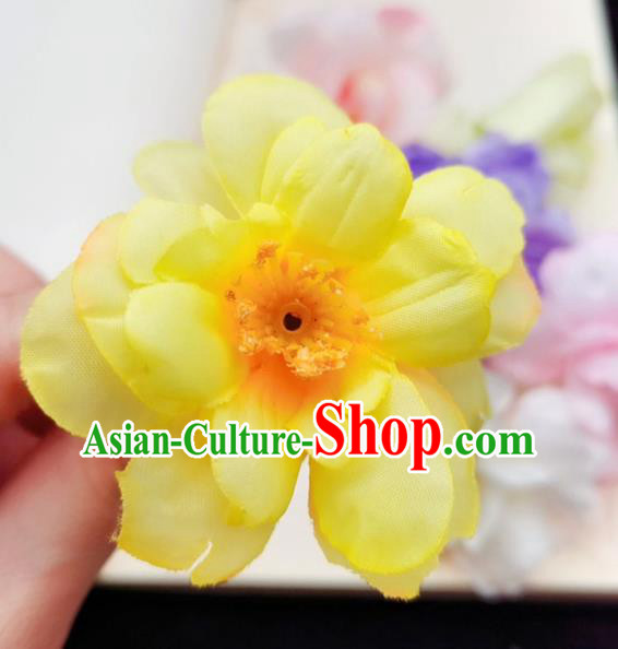 Chinese Tang Dynasty Yellow Camellia Hair Stick Handmade Hair Accessories Hanfu Ancient Princess Hairpins