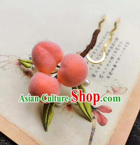 Chinese Ming Dynasty Peaches Hair Stick Handmade Hair Accessories Hanfu Ancient Young Lady Hairpins