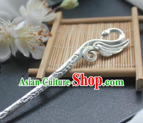 Chinese Classical Swan Hair Stick Handmade Hanfu Hair Accessories Ancient Song Dynasty Palace Argent Hairpins