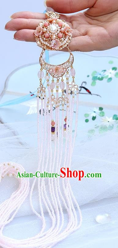 Chinese Handmade Classical Waist Accessories Ancient Hanfu Ming Dynasty Princess Pearls Tassel Pendant