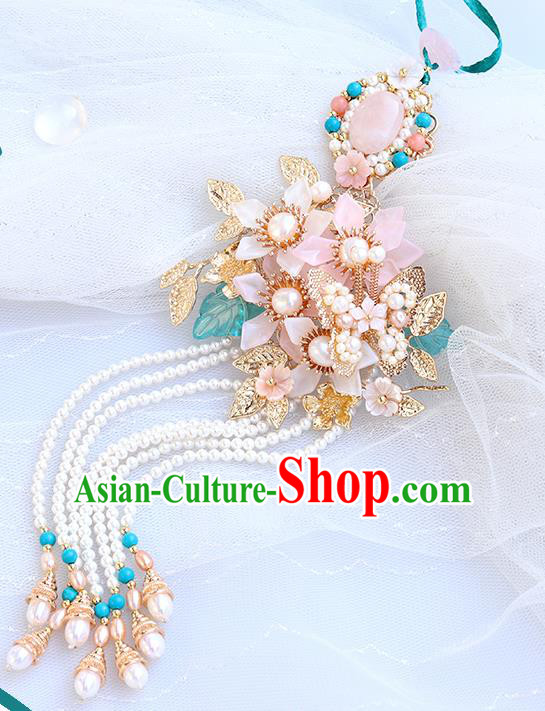 Chinese Handmade Classical Pearls Tassel Waist Accessories Ancient Hanfu Ming Dynasty Princess Belt Pendant