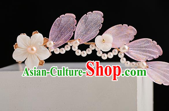 Chinese Classical Palace Lilac Leaf Hair Sticks Handmade Hanfu Hair Accessories Ancient Ming Dynasty Princess Hairpins