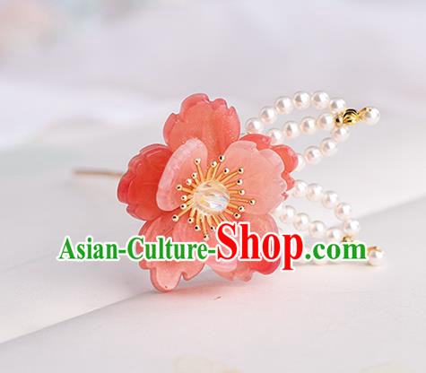 Chinese Classical Palace Red Plum Hair Sticks Handmade Hanfu Hair Accessories Ancient Song Dynasty Princess Hairpins