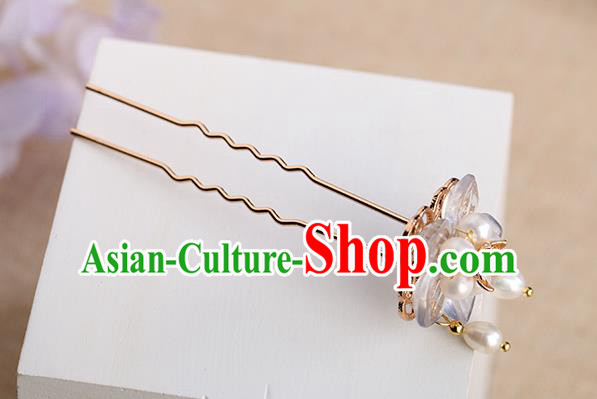 Chinese Classical Palace Pearl Plum Hair Sticks Handmade Hanfu Hair Accessories Ancient Ming Dynasty Princess Hairpins