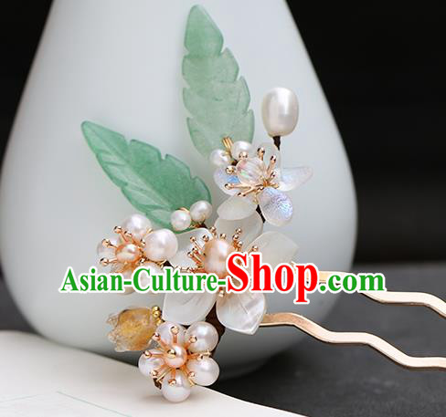 Chinese Classical Palace Hair Stick Handmade Hanfu Hair Accessories Ancient Ming Dynasty Princess Pearls Plum Hairpins