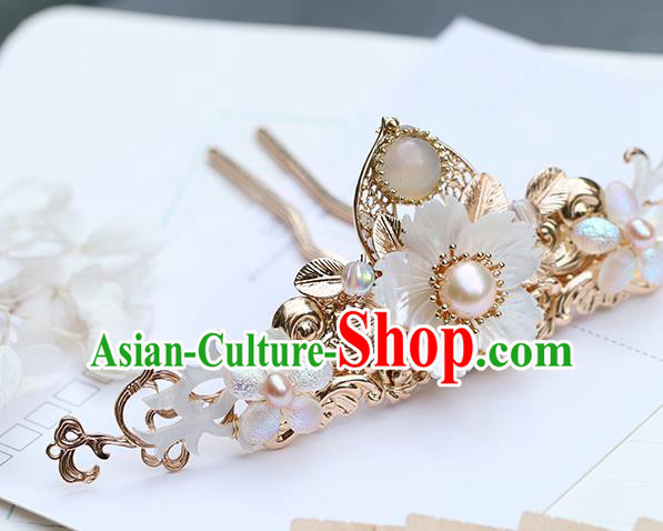 Chinese Classical Palace Hair Crown Handmade Hanfu Hair Accessories Ancient Ming Dynasty Princess Plum Blossom Hairpins