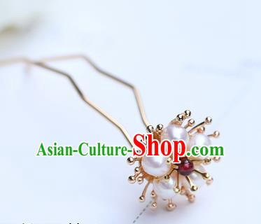 Chinese Classical Palace Garnet Hair Stick Handmade Hanfu Hair Accessories Ancient Qing Dynasty Princess Little Plum Hairpins