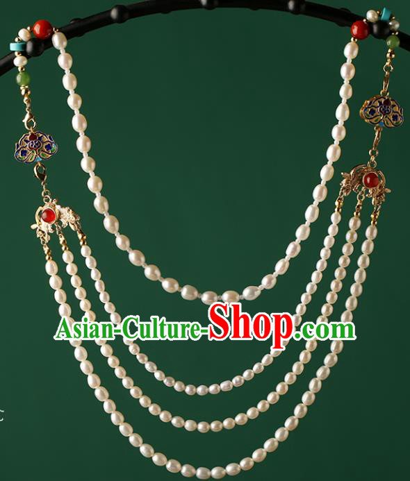 Chinese Classical Palace Pearls Hair Stick Handmade Hanfu Hair Accessories Ancient Tang Dynasty Empress Hairpins Hair Clasp