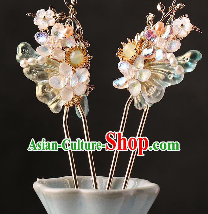 Chinese Classical Palace Plum Blossom Hair Stick Handmade Hanfu Hair Accessories Ancient Ming Dynasty Empress Butterfly Hairpins