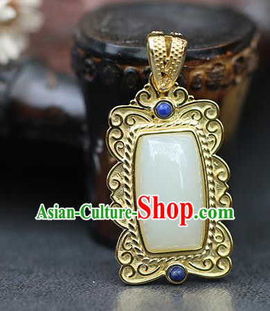 Chinese Handmade Jade Necklet Classical Jewelry Accessories Ancient Ming Dynasty Princess Hanfu Necklace Pendant for Women