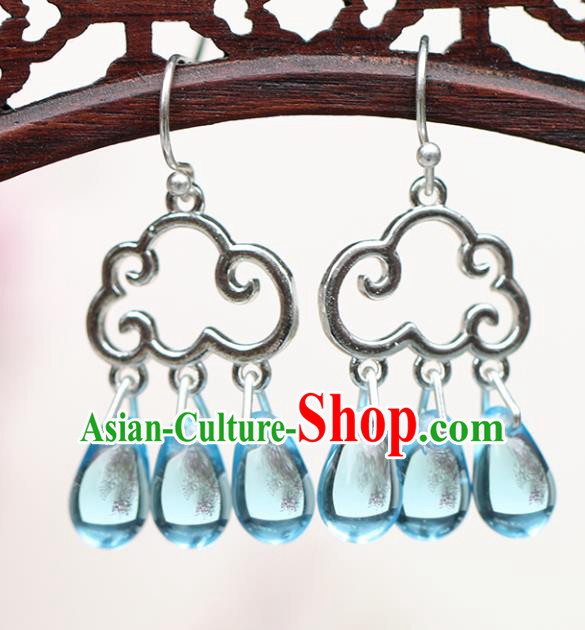 Chinese Handmade Argent Cloud Earrings Classical Ear Accessories Hanfu Qing Dynasty Princess Eardrop