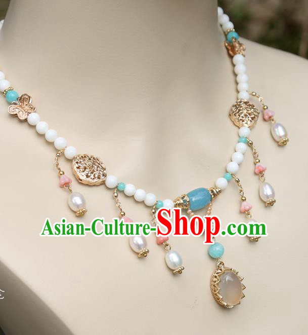 Chinese Handmade Tang Dynasty Necklet Classical Jewelry Accessories Ancient Princess Hanfu Necklace for Women