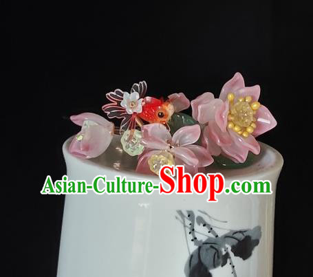 Chinese Classical Lotus Goldfish Hair Stick Handmade Hanfu Hair Accessories Ancient Song Dynasty Princess Hairpins