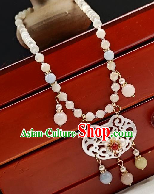 Chinese Handmade Ming Dynasty Necklet Classical Jewelry Accessories Ancient Princess Hanfu Shell Necklace for Women