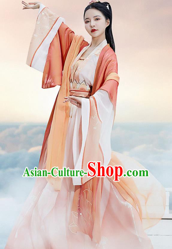 Chinese Ancient Princess Hanfu Apparels Traditional Tang Dynasty Palace Lady Red BeiZi Blouse and Skirt Historical Costumes Complete Set