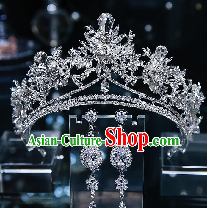 Handmade Baroque Wedding Bride Zircon Royal Crown Classical Jewelry Accessories European Princess Hair Accessories