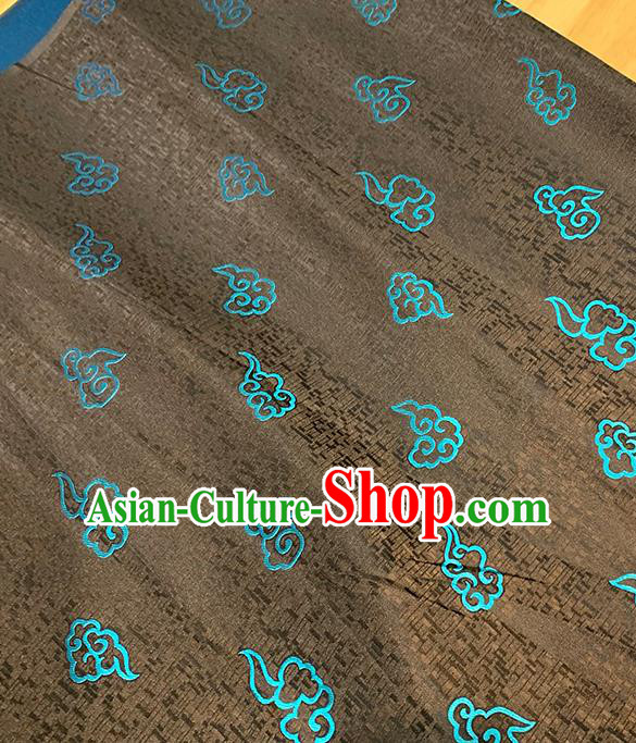 Chinese Traditional Clouds Pattern Deep Brown Silk Fabric Brocade Drapery Tang Suit Damask Material