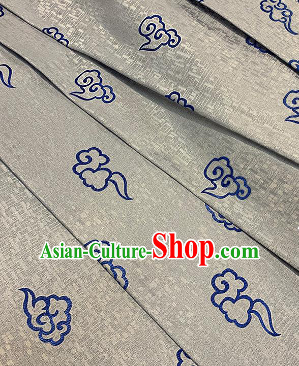 Chinese Traditional Clouds Pattern Grey Silk Fabric Brocade Drapery Tang Suit Damask Material