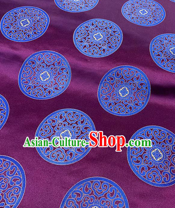 Chinese Traditional Pattern Purple Silk Fabric Brocade Drapery Tang Suit Damask Material