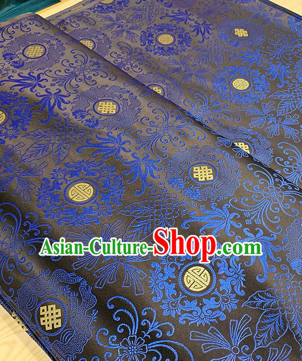 Chinese Traditional Double Dragon Pattern Black Silk Fabric Tang Suit Damask Material Brocade Drapery