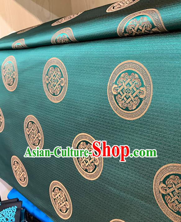 Chinese Traditional Circle Pattern Green Silk Fabric Brocade Drapery Tang Suit Damask Material