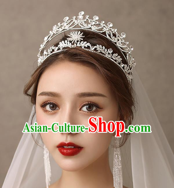 Handmade Baroque Bride Zircon Royal Crown Classical Jewelry Accessories European Princess Wedding Hair Accessories