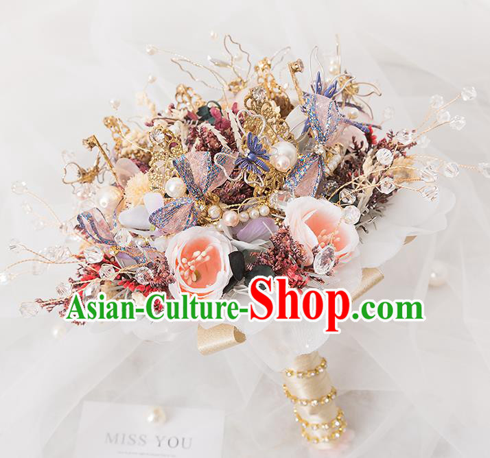 Handmade Baroque Flower Bunch Wedding Accessories Classical European Bride Bridal Bouquet