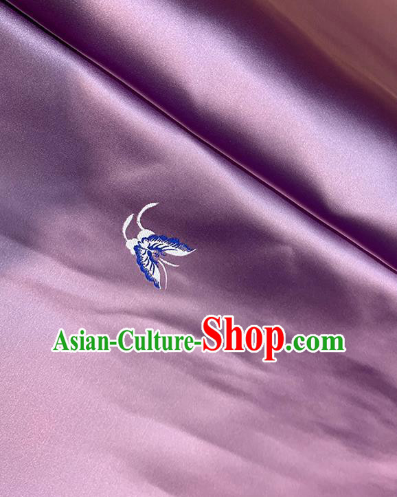 Chinese Traditional Butterfly Pattern Purple Silk Fabric Brocade Drapery Cheongsam Dress Damask Material