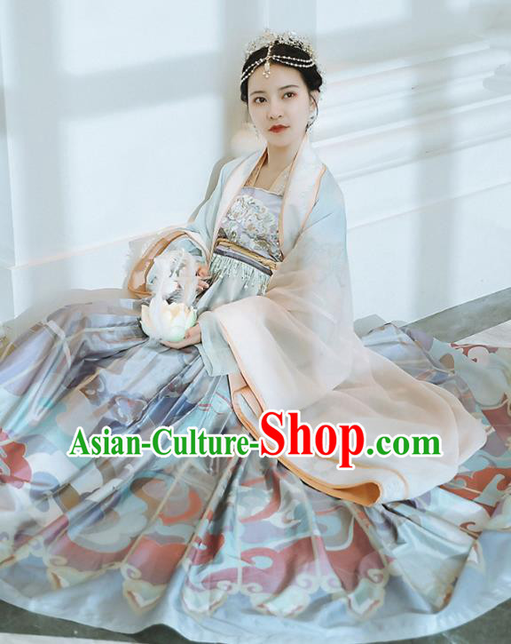 Chinese Jin Dynasty Palace Princess Historical Costumes Traditional Ancient Goddess Hanfu Apparels