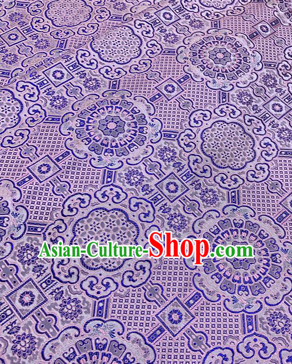 Chinese Traditional Auspicious Pattern Silk Fabric Lilac Brocade Damask Mongolian Robe Drapery Material