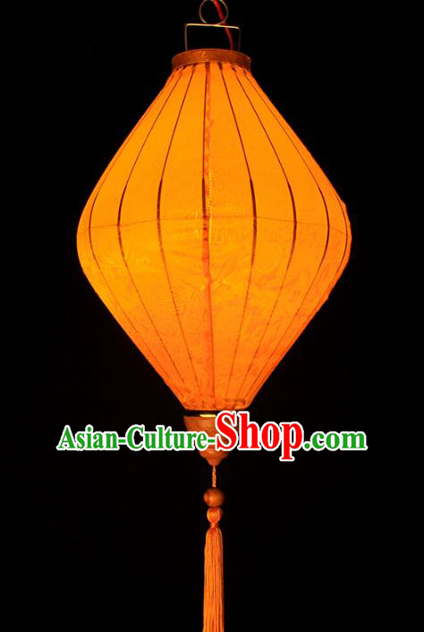 Chinese Traditional Bamboo Plum Pattern Golden Silk Lanterns Handmade Hanging Lantern New Year Palace Lamp