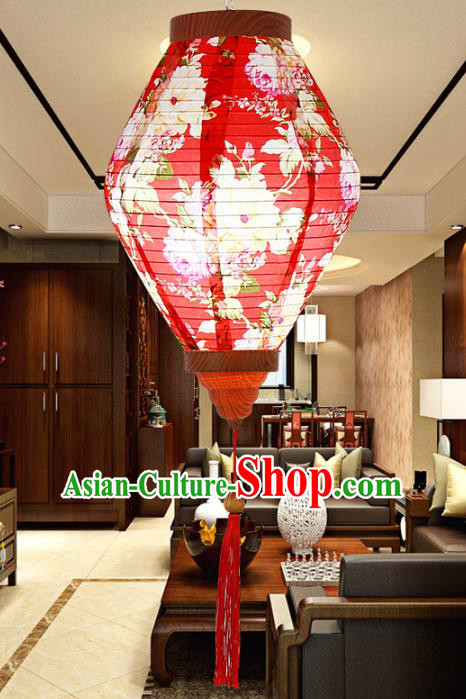 Chinese Traditional Painting Red Palace Lanterns Handmade Hanging Lantern New Year Classical Folding Lamp