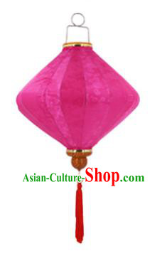 Chinese Traditional Rosy Silk Palace Lanterns Handmade Hanging Lantern New Year Classical Diamond Lamp