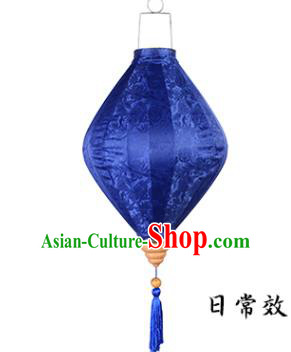 Chinese Traditional Flowers Pattern Royalblue Silk Lanterns Handmade Hanging Lantern New Year Palace Lamp