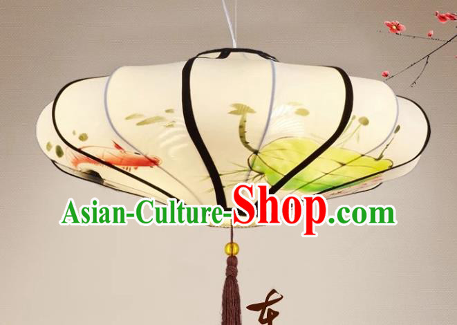 Chinese Traditional Printing Lotus Palace Lanterns Handmade Ceiling Lantern New Year Classical Festive Lamp