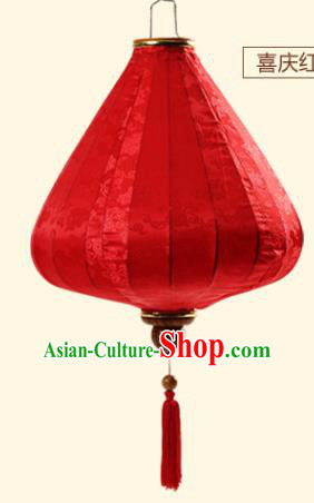 Chinese Traditional Lucky Pattern Red Silk Palace Lanterns Handmade Hanging Lantern Classical Festive New Year Tulip Lamp