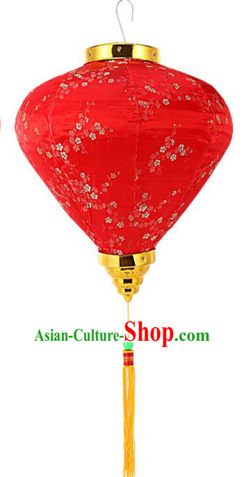 Chinese Traditional Plum Blossom Pattern Red Silk Lanterns Handmade Hanging Lantern New Year Lamp