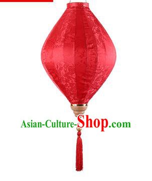 Chinese Handmade Red Satin Palace Lanterns Traditional Festive Hanging Lantern New Year Classical Jacquard Lamp