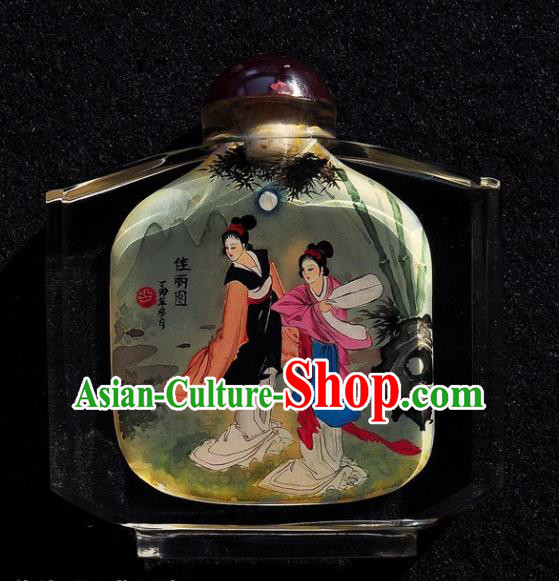 Chinese Handmade Snuff Bottle Traditional Inside Painting Young Beauty Snuff Bottles Artware